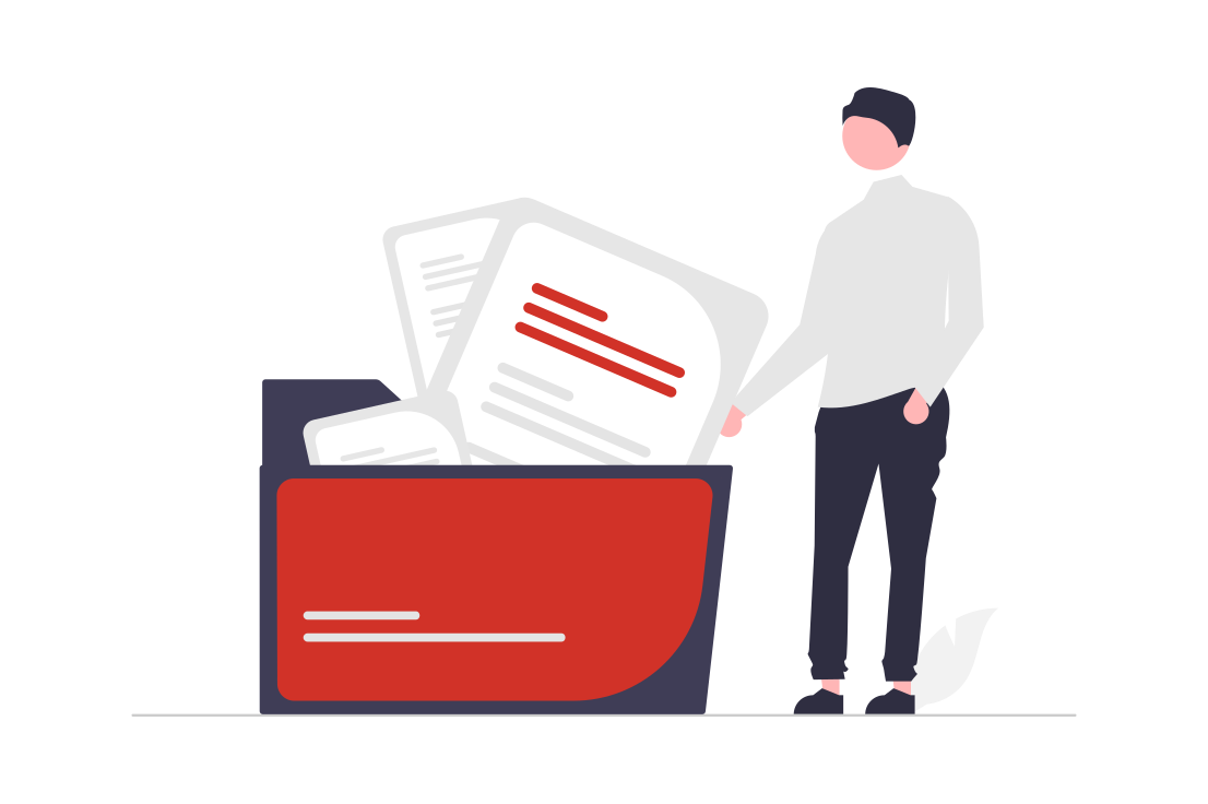 A character managing files in a folder