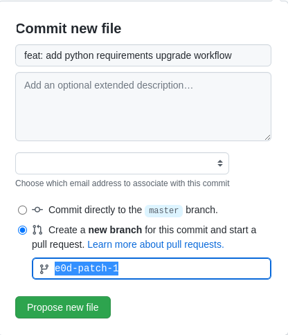 An image of the UI for making a branch for your changes.