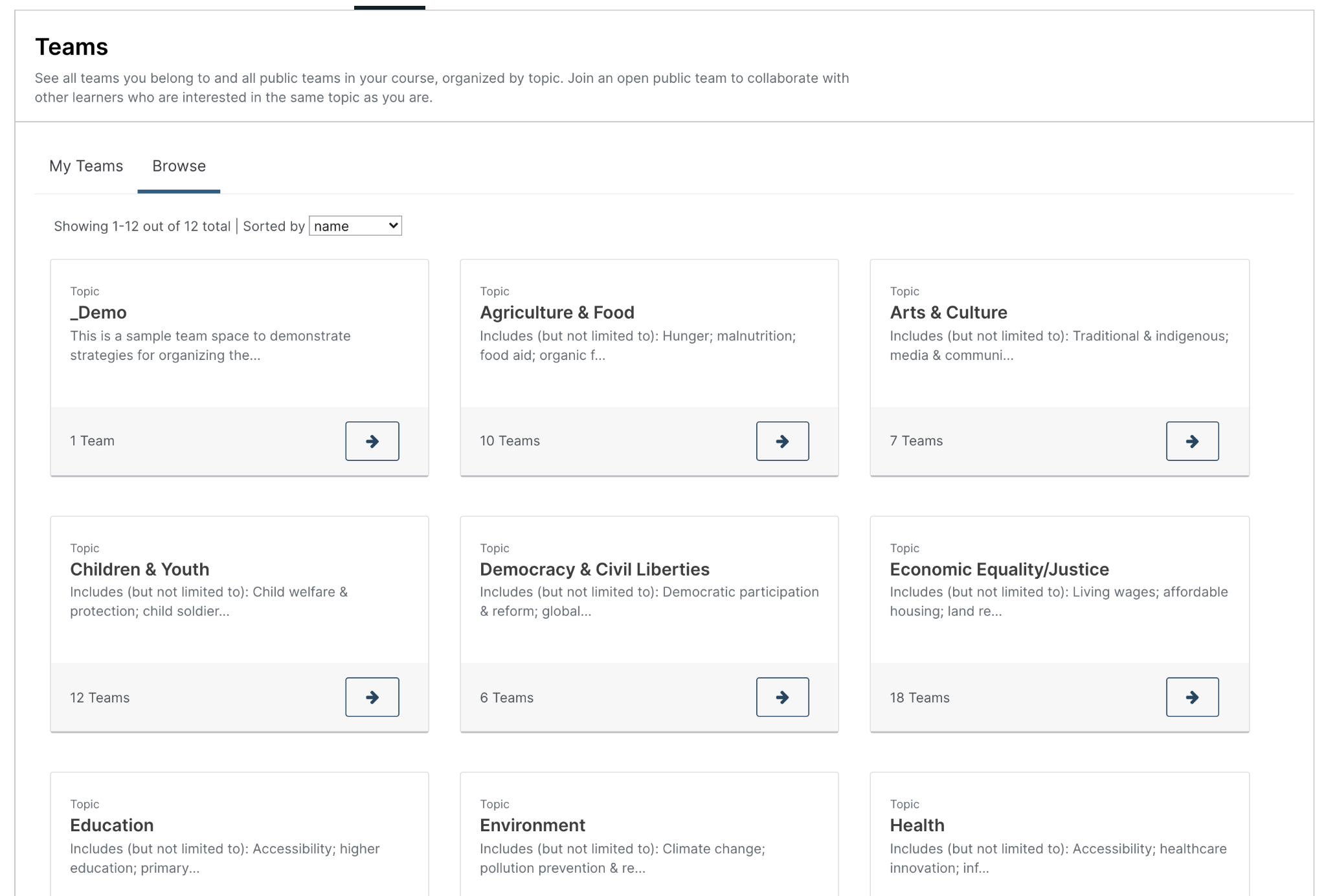 The navigation bar in the LMS, showing the default pages.